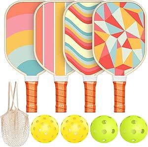 Pickleball Paddles Set of 4, USAPA Approved Premium Wood Pickleball Set with 4 Pickleball Balls a... | Amazon (US)