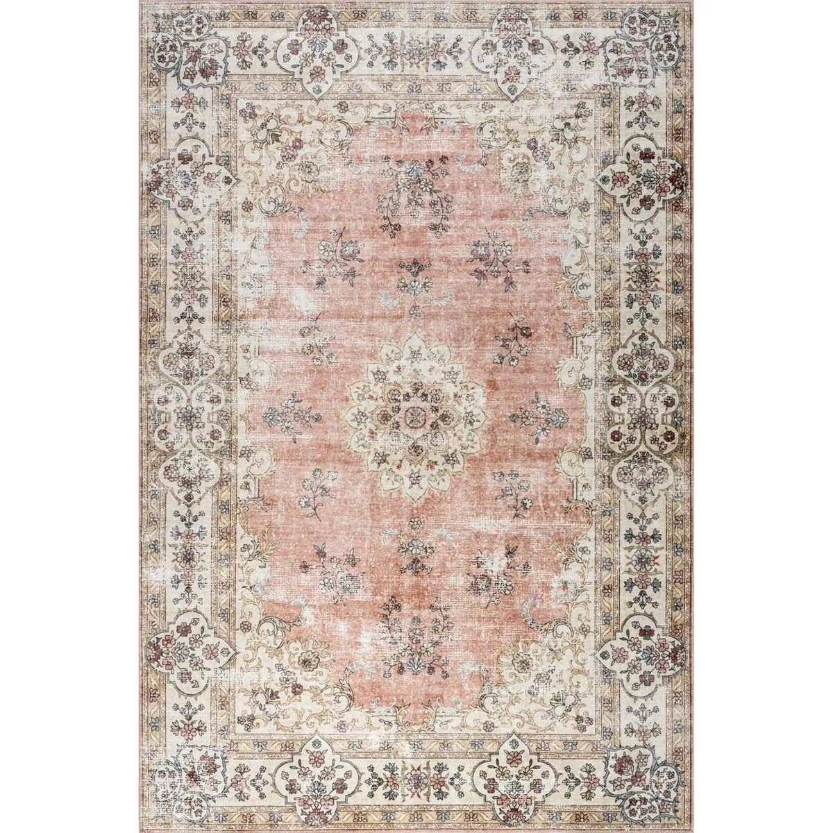 Nuloom Ren Vintage Floral Pet Friendly Machine Washable Area Rug | Target