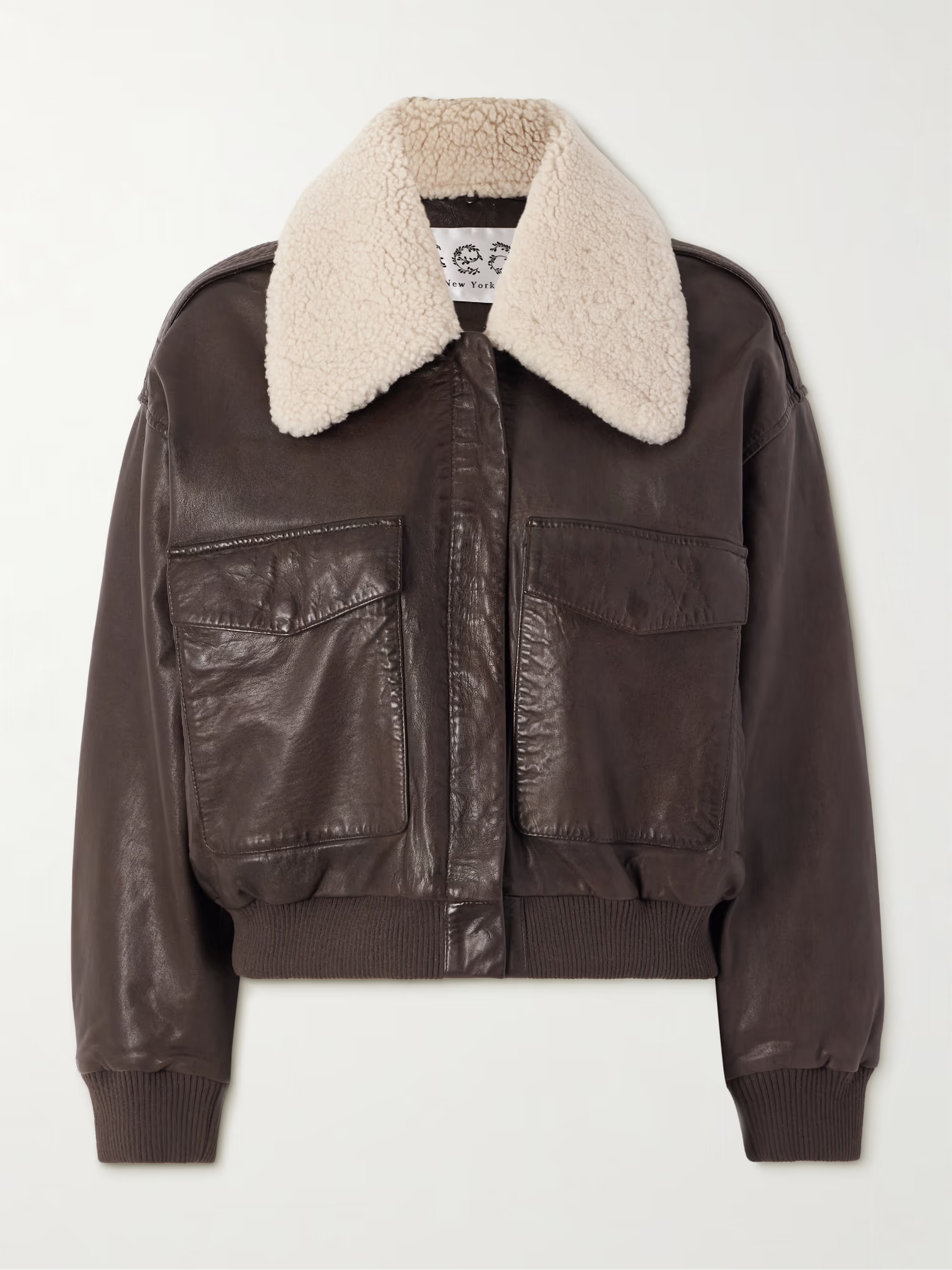 Lenoir shearling-trimmed leather bomber jacket | NET-A-PORTER (US)