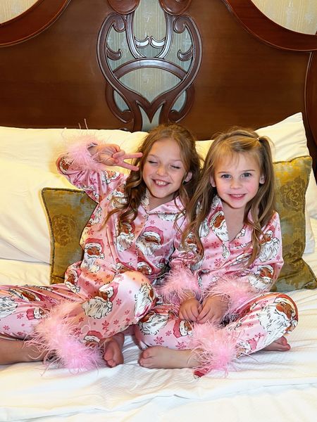 Kids feather pajamas. Kids Christmas pajamas. Kids pink holiday pajamas 

#LTKkids #LTKHoliday