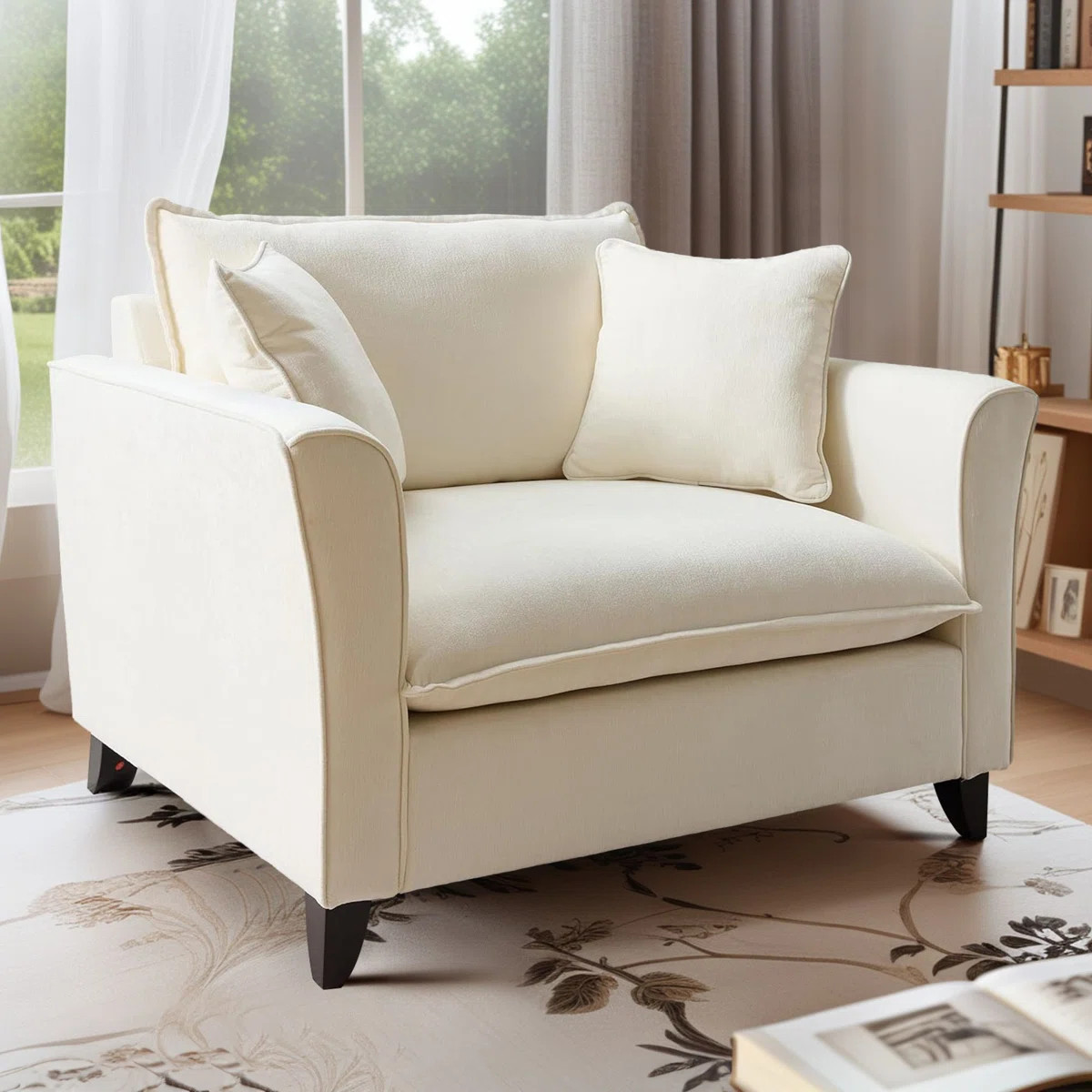 Aldora 47'' W Oversized Armchair Accent Chair Deep Seat Single Sofa Accent Chair with Waist Pillo... | Wayfair North America