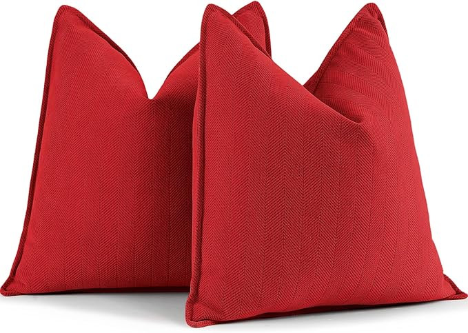 ZWJD Red Pillow Covers 18x18 Set of 2 Chenille Throw Red Pillows Cushion Covers with Elegant Desi... | Amazon (US)