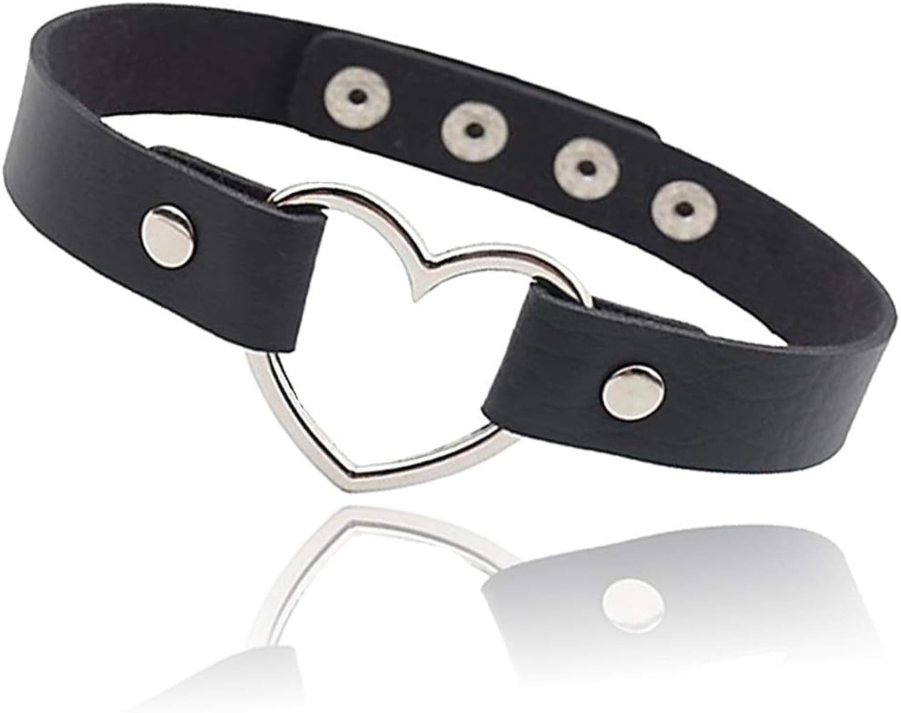 ETHOON Love Heart Adjustable Leather Choker Punk PU Necklace Goth Choker Soft Collar Chain for Wo... | Amazon (US)