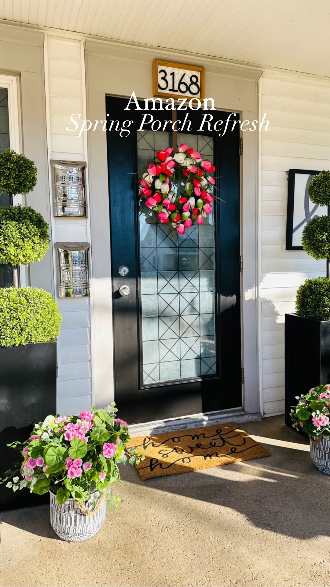 Spring porch refresh time! These adjustable luxe topiaries are so perfect for any space! Matched with this colorful tulip wreath and pink geranium pot filler florals, you’ve got a perfect Spring-ified look! 🌺🐣

#LTKhome #LTKSeasonal #LTKSpringSale
