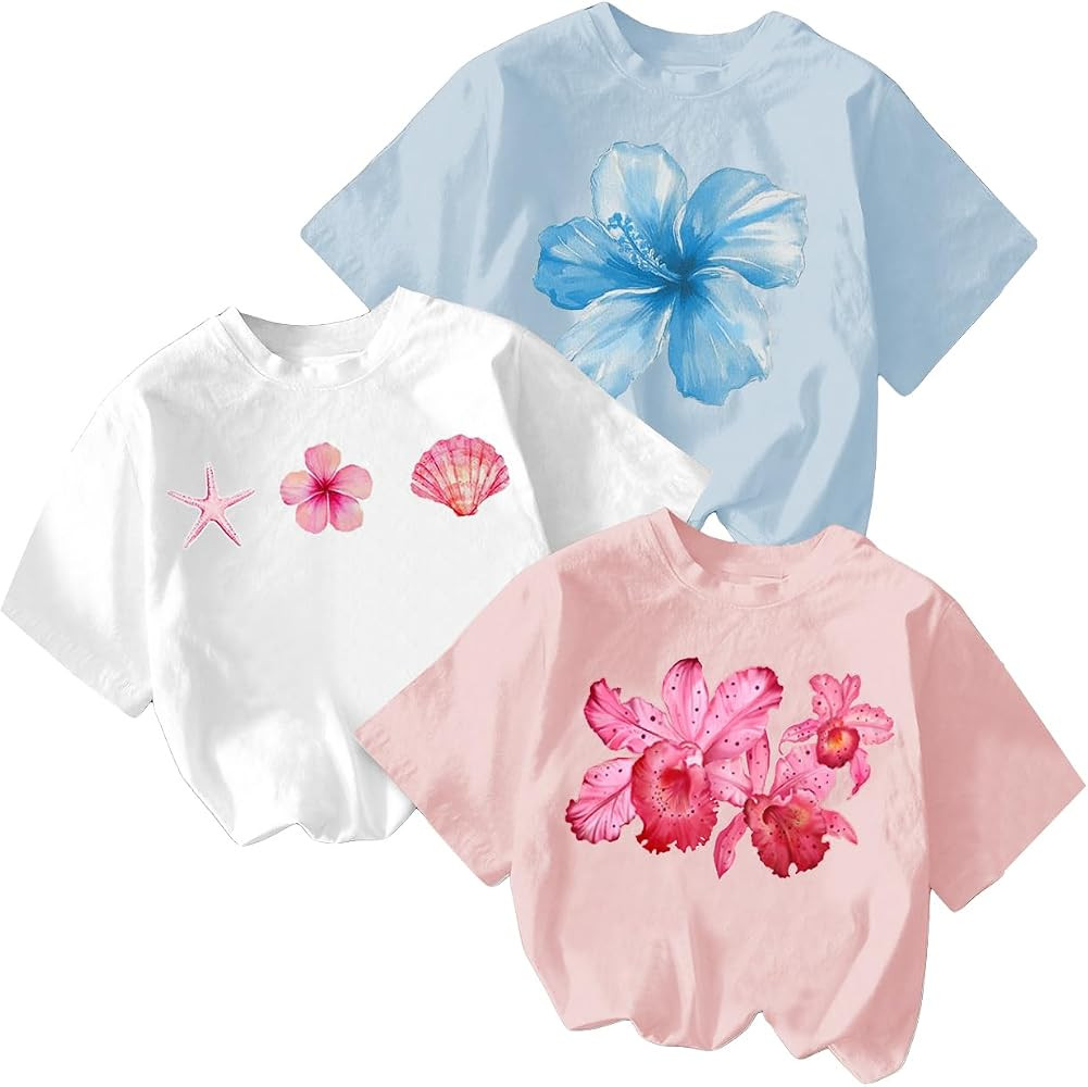 RoseSeek Girl's Bow Cherry Graphic Tees Short Sleeve Crewneck Cute T Shirts Tops for Teens Summer... | Amazon (US)