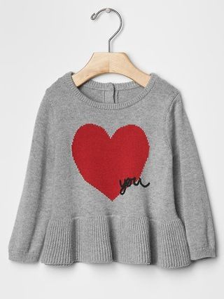 Intarsia heart peplum sweater | Gap US