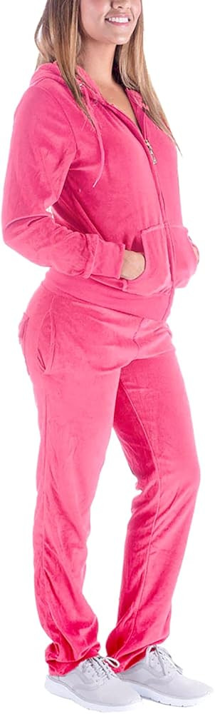LeeHanTon Womens 2 Piece Outfits Velour Tracksuits Long Sleeve Sports Sweatsuits Jogging Velvet L... | Amazon (US)