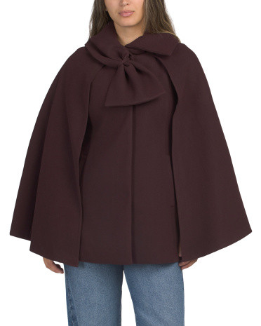 Coat With Bow Accent And Cape for Women | Polyester | Marshalls
