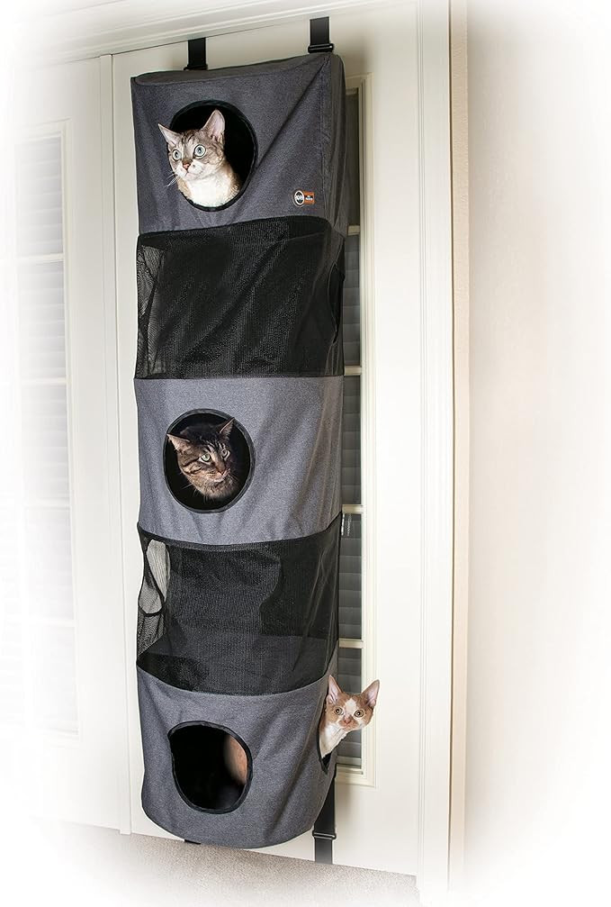 K&H Pet Products Hangin' Cat Condo Door Mounted Cat Furniture Cat Tree Classy Gray 5 Story High R... | Amazon (US)