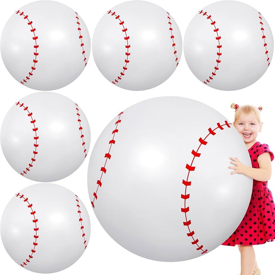 Aodaer 6 Packs Large Inflatable Baseball 27 Inch Inflatable Baseball Beach Ball Giant Beach Balls... | Amazon (US)