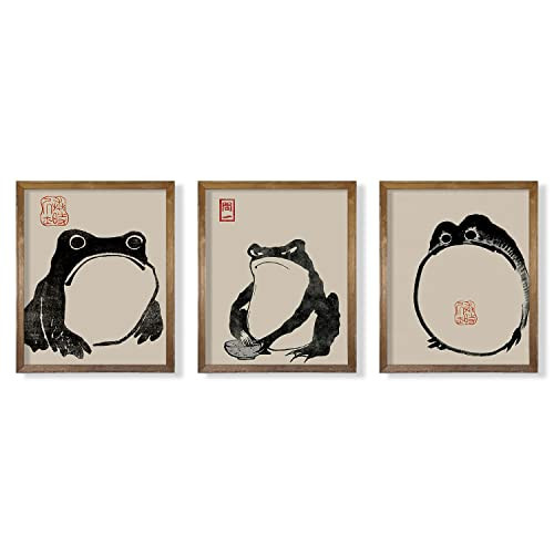 Japanese Frog Wall Art Decor 11x14 - Wabi Sabi - Cute Funny Animal Poster for Bathroom Decor - Kids  | Amazon (US)