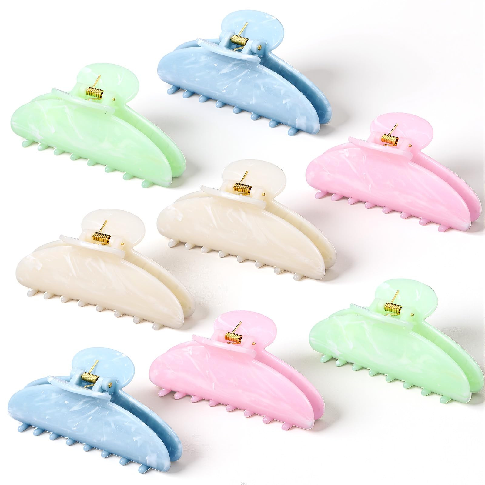8 Pcs Large Acrylic Hair Claw Clips for Women Non slip Strong Hold Clamps for Thick and Thin Hair... | Amazon (US)