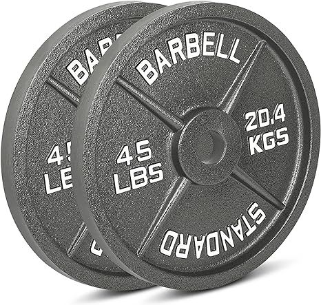 Cast Iron Olympic Weight Plates – Free Weights With 2-inch Hole & Anti-Rust Hammertone Finish -... | Amazon (US)