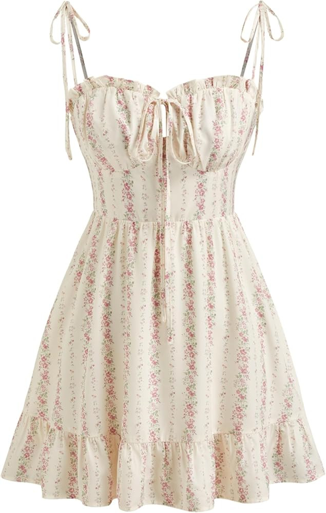 CIDER Womens Summer Dresses Floral Spaghetti Strap Cute Vacation Sundress Dress Boho Casual Outfi... | Amazon (US)