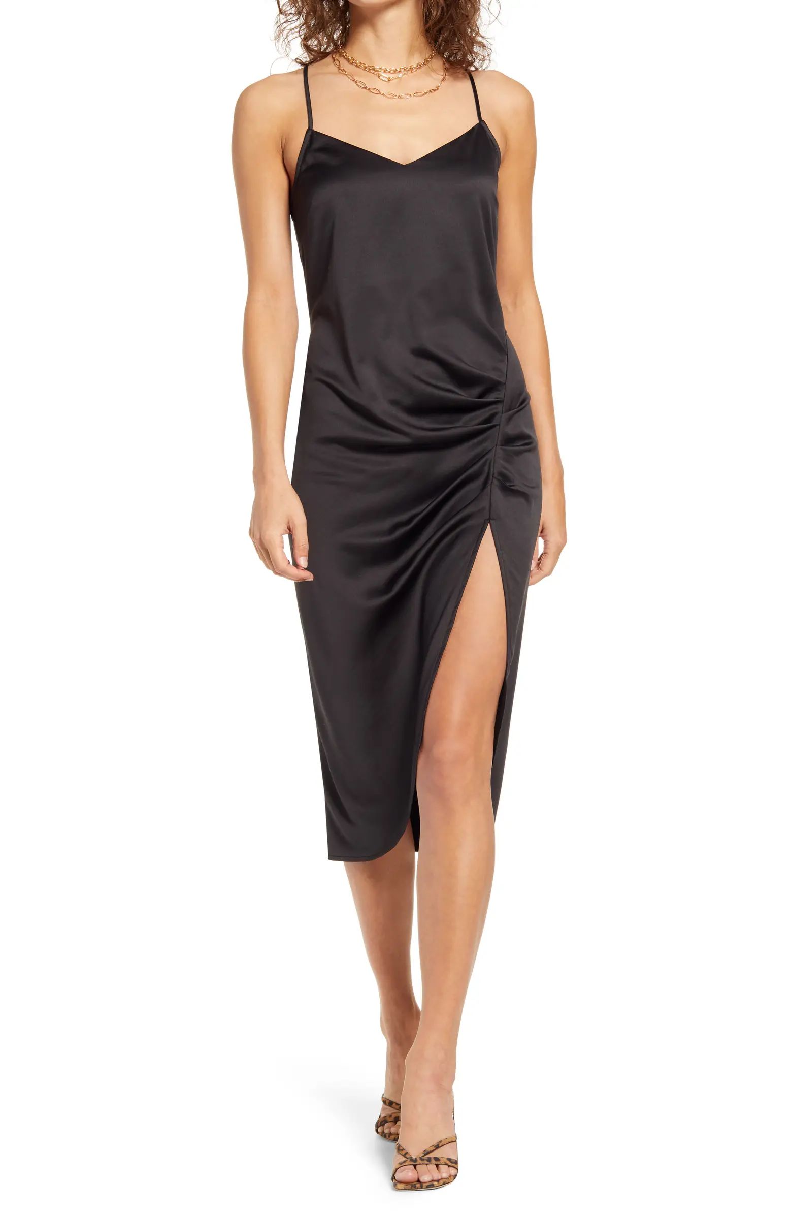 Strappy Shirred Sleeveless Midi Dress | Nordstrom