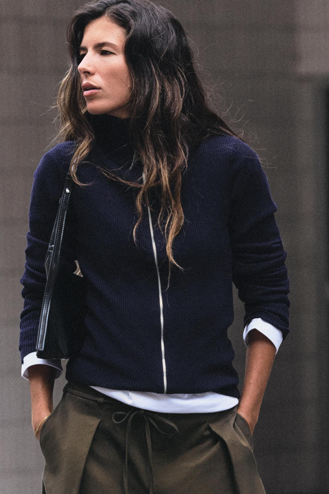 Zara - Ribbed Fitted Jacket - Navy Blue - Xl - Woman | Zara US