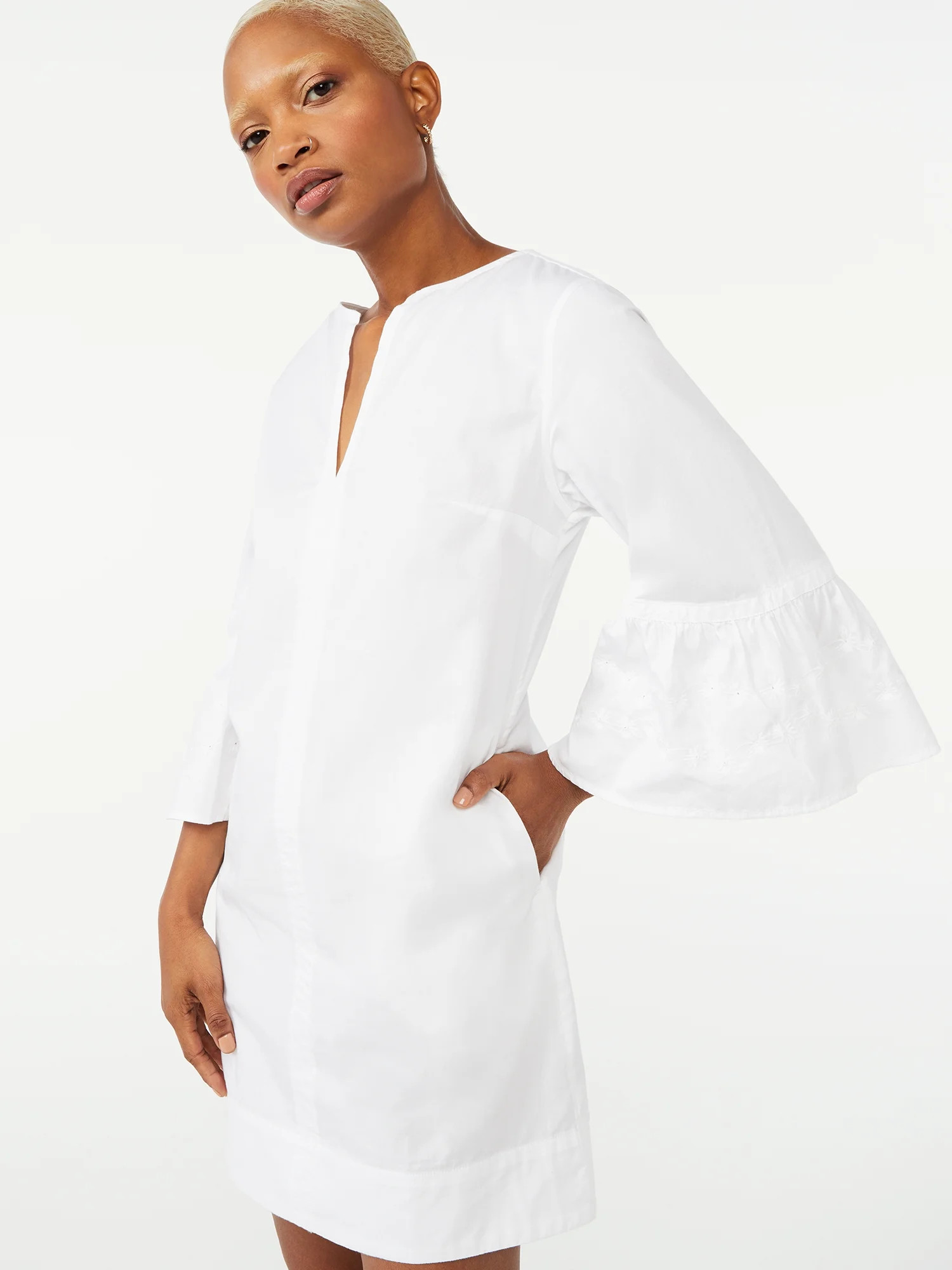 Free Assembly Women's Shift Dress with ¾ Bell Sleeves | Walmart (US)