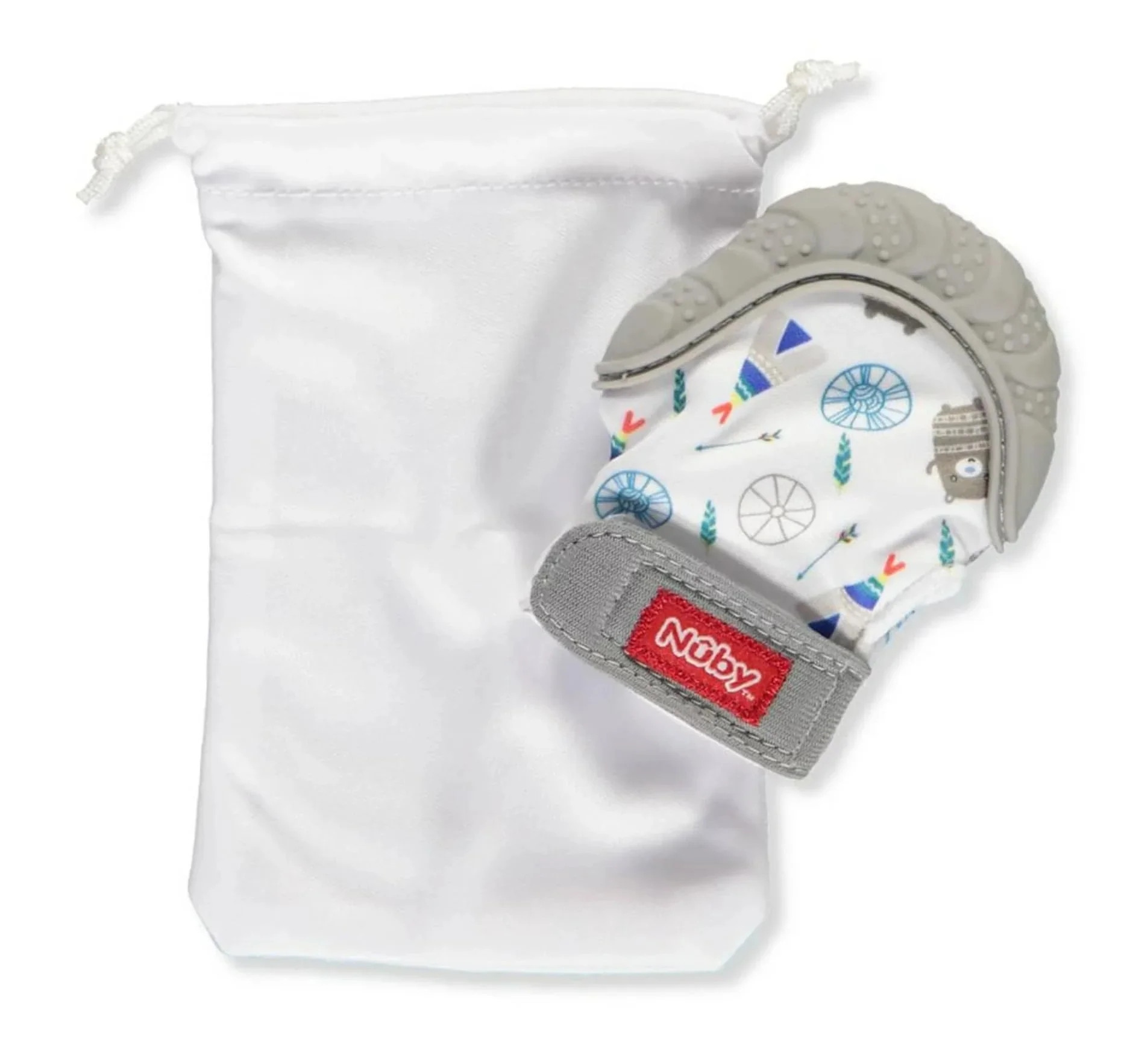 Nuby Baby Teething Mitten with Hygienic Travel Bag, Gray Bear | Walmart (US)