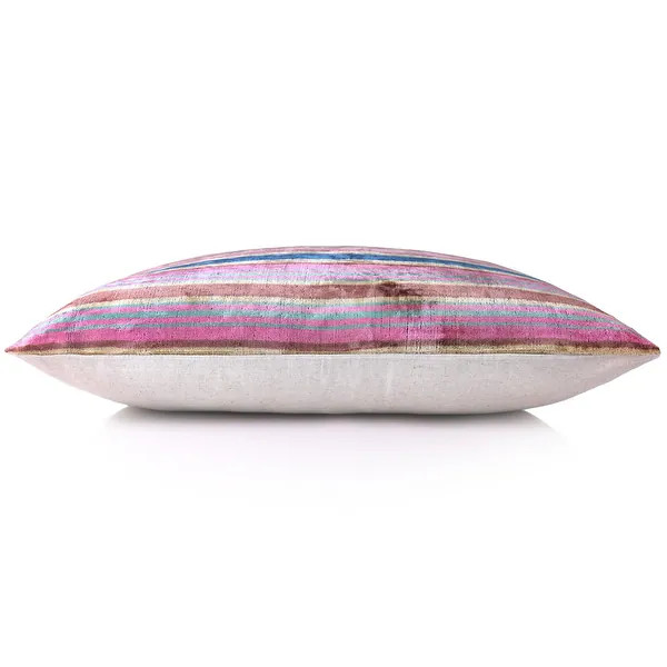 Colorful Striped Velvet Pillow - 16x16 Handmade Ikat Throw Cushion - 16"x16" | Bed Bath & Beyond
