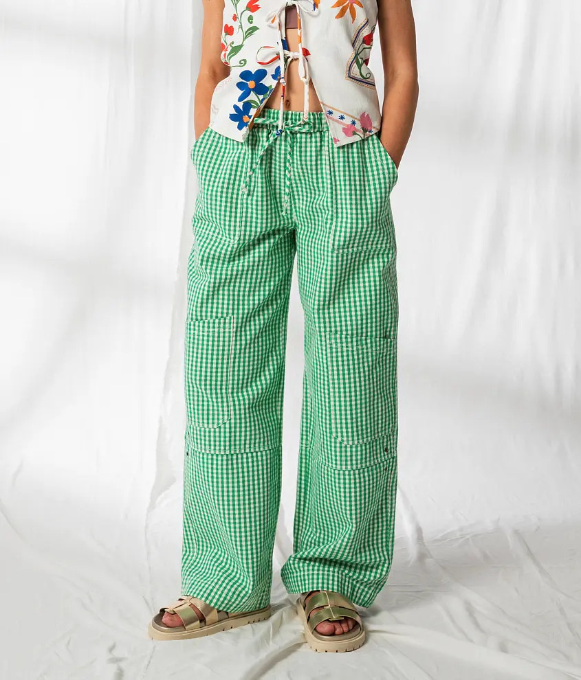 Gingham Wide Leg Utility Pant | Buckle
