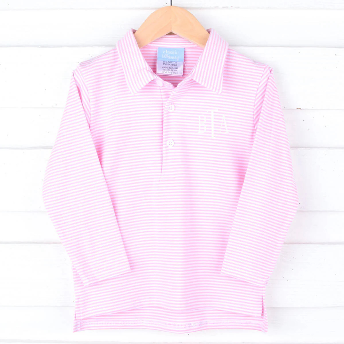 Pink Stripe Long Sleeve Polo | Classic Whimsy