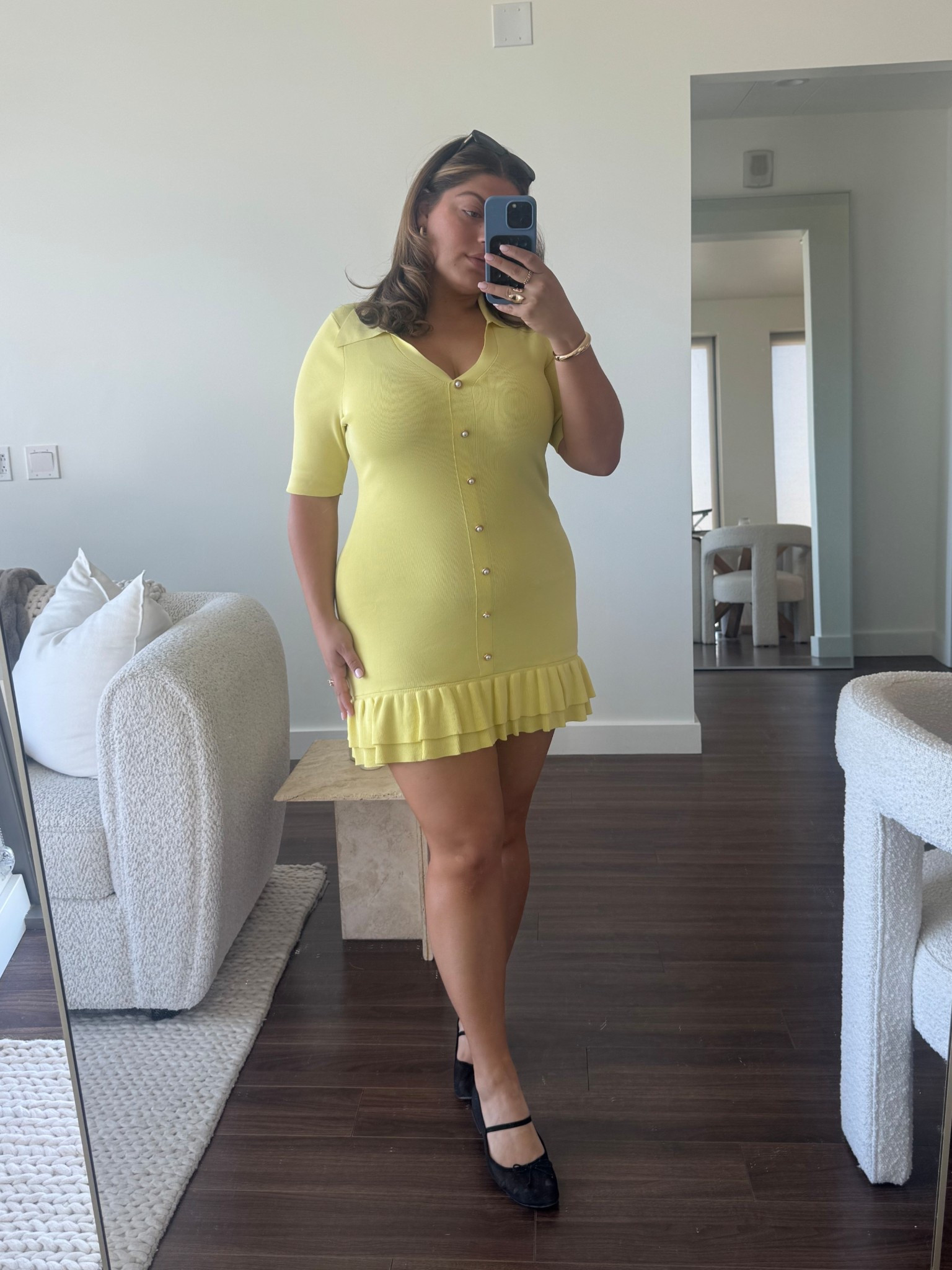 church fit for the win💛🙏 love this Showpo dress so much!! it’s elegant and classy but also can be worn more casual with flats💃 this color is THE summer color rn💛 obsessed! fits so good! wearing US 14, true to size. 