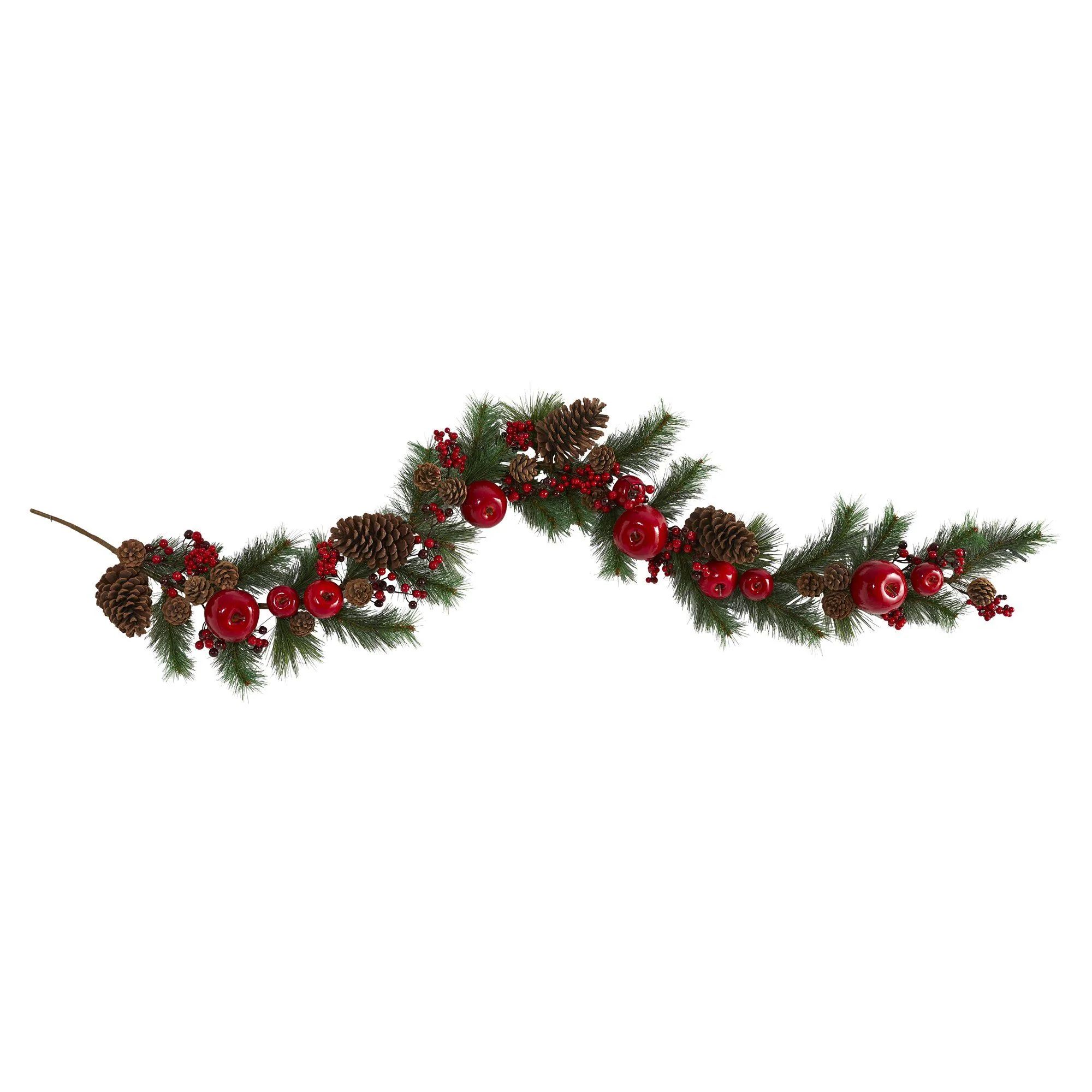 6’ Apple, Berries and Pinecone Artificial Garland | Nearly Natural