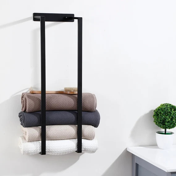 Bathroom Wall Towel Rack, Bathroom Organization, Bath Towel Holder, Wall Towel Storage, Mounted T... | Etsy (US)