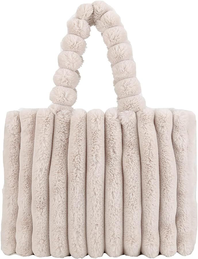 Furry Purse, Fluffy Tote Bag for Women Winter Faux Fur Bag Fuzzy Purse and Handbags | Amazon (US)