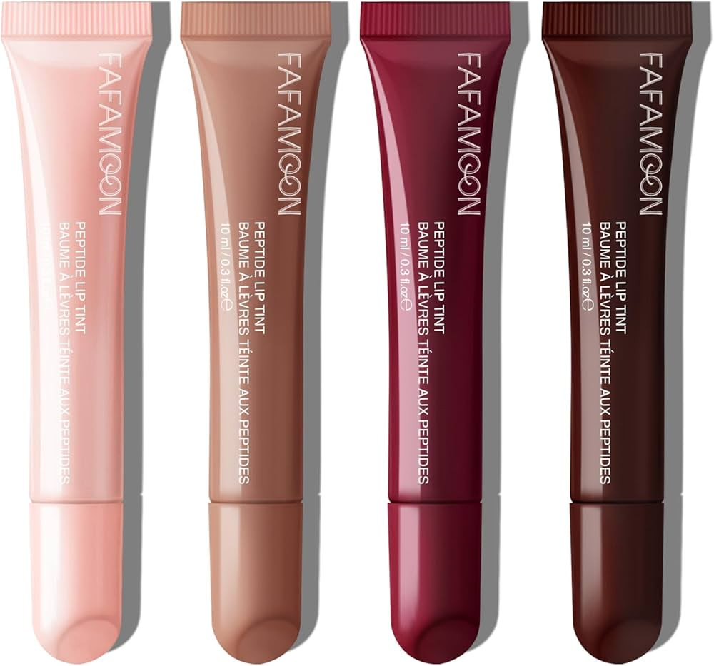 4 Colors Peptide Lip Tint Sheer Lip Gloss, High Shine Nude Color Hydrating Finish Lip Glow Oil Ti... | Amazon (US)