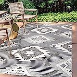 JONATHAN Y SBH107B-8 Sumak High-Low Pile Neutral Diamond Kilim Indoor Outdoor Area-Rug Bohemian Geometric Easy-Cleaning Bedroom Kitchen Backyard Patio Non Shedding, 8 ft x 10 ft, Gray/White/Black | Amazon (US)