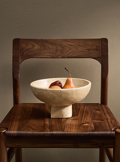 Circular decorative cement pedestal bowl | Simons