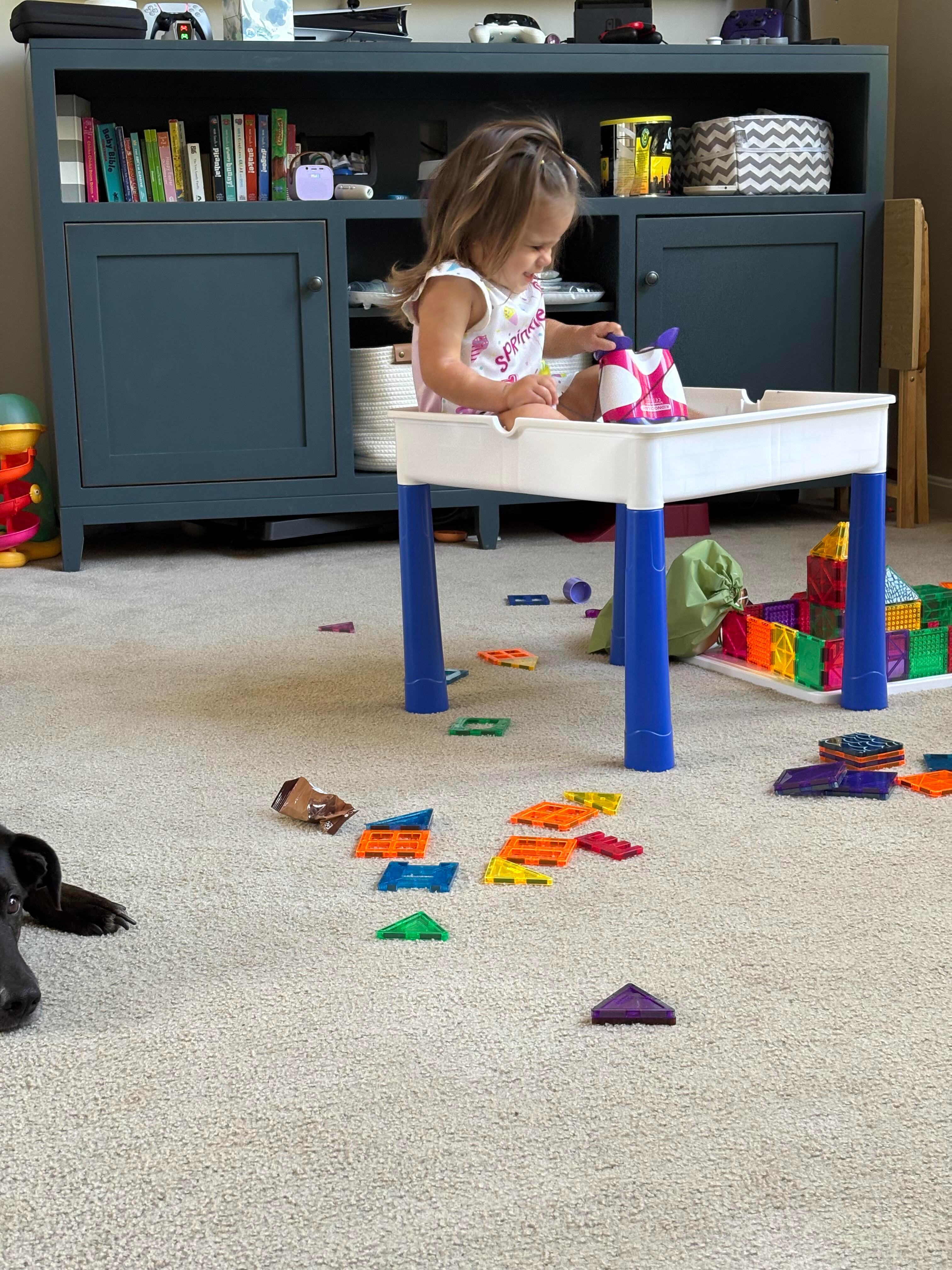 The big kids love this little magnetic table that triples as magna tile base, lego base, and white board. 

Obviously...the toddler likes it too  

 #LTKHome #LTKKids #LTKFamily