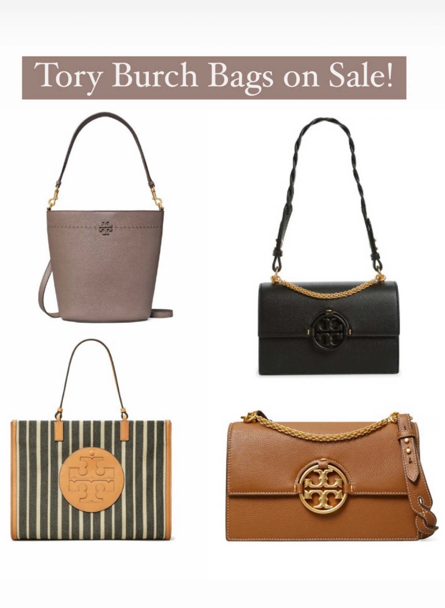 Tory Burch Mcgraw Leather Bucket Bag - Neutrals