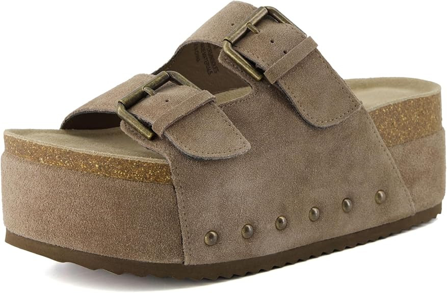 CUSHIONAIRE Women's Guru Genuine Leather footbed platform sandal with +Comfort, Wide Widths Avail... | Amazon (US)