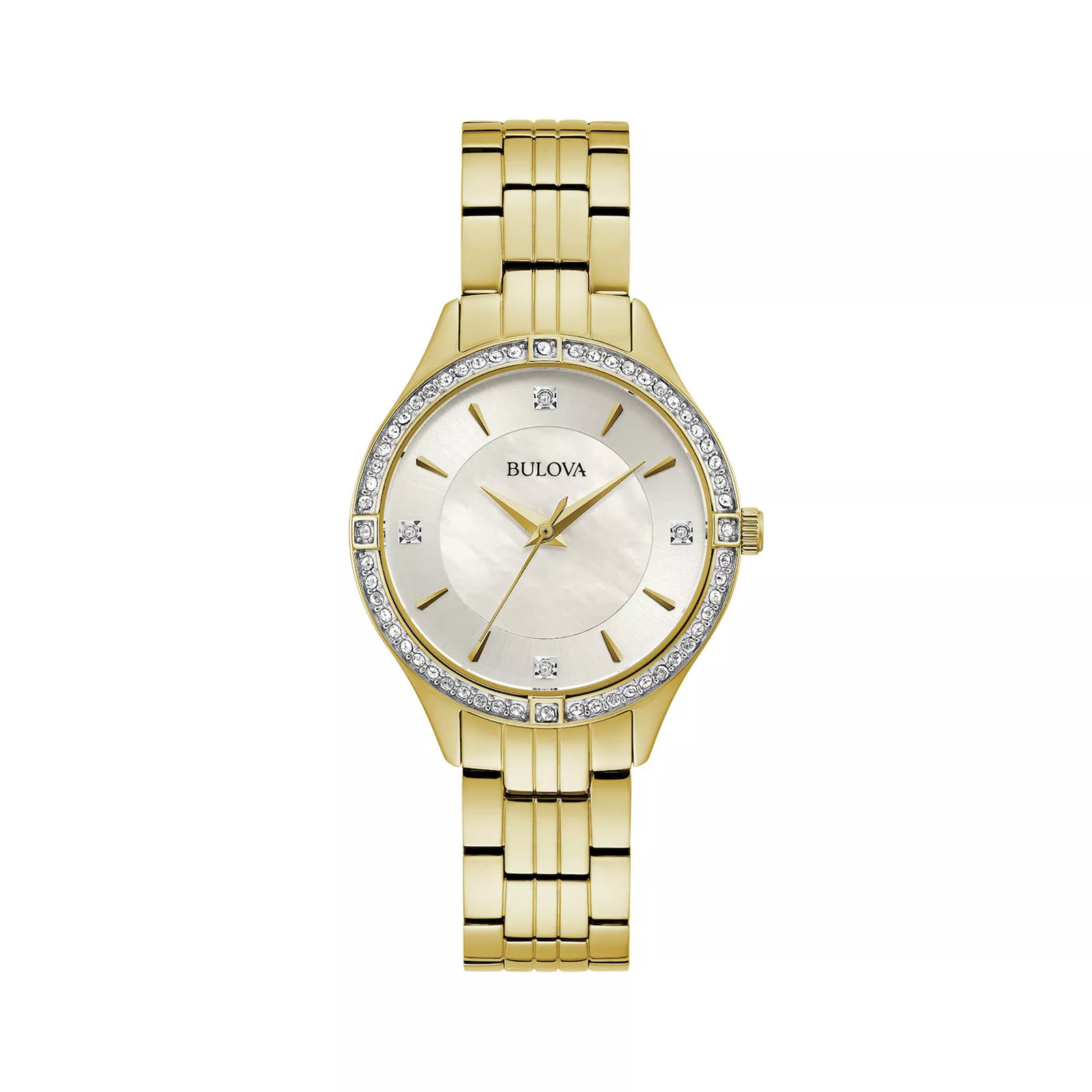 Bulova Women's Crystal Accent Mother-of-Pearl Dial Bracelet Watch - 98L274, Size: 32 mm, White | Kohl's