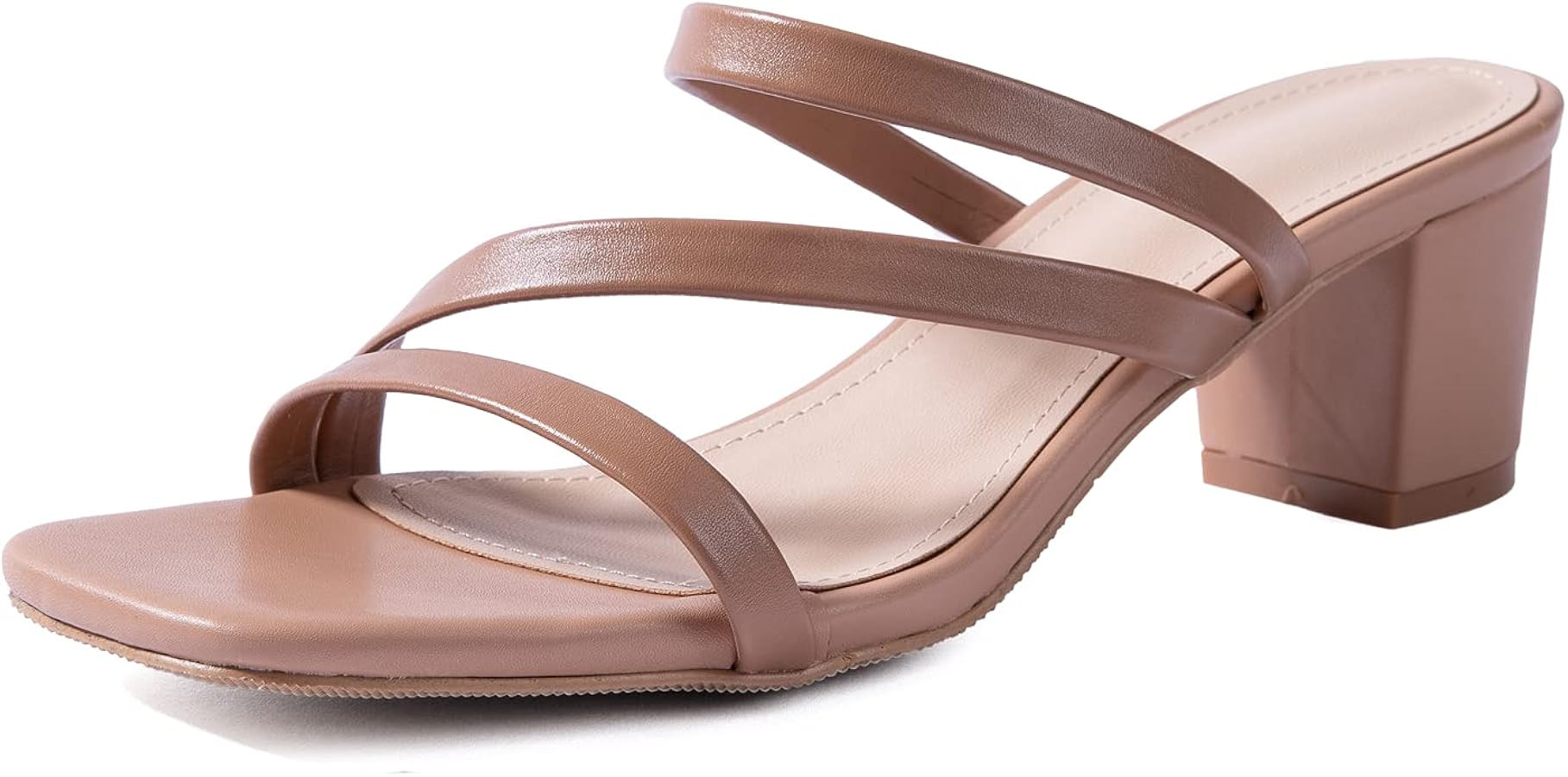 N.N.G Women Heels Sandals Strappy Block Chunky Summer Low 2 Inch Heel Square-toe Leather Comfort ... | Amazon (US)