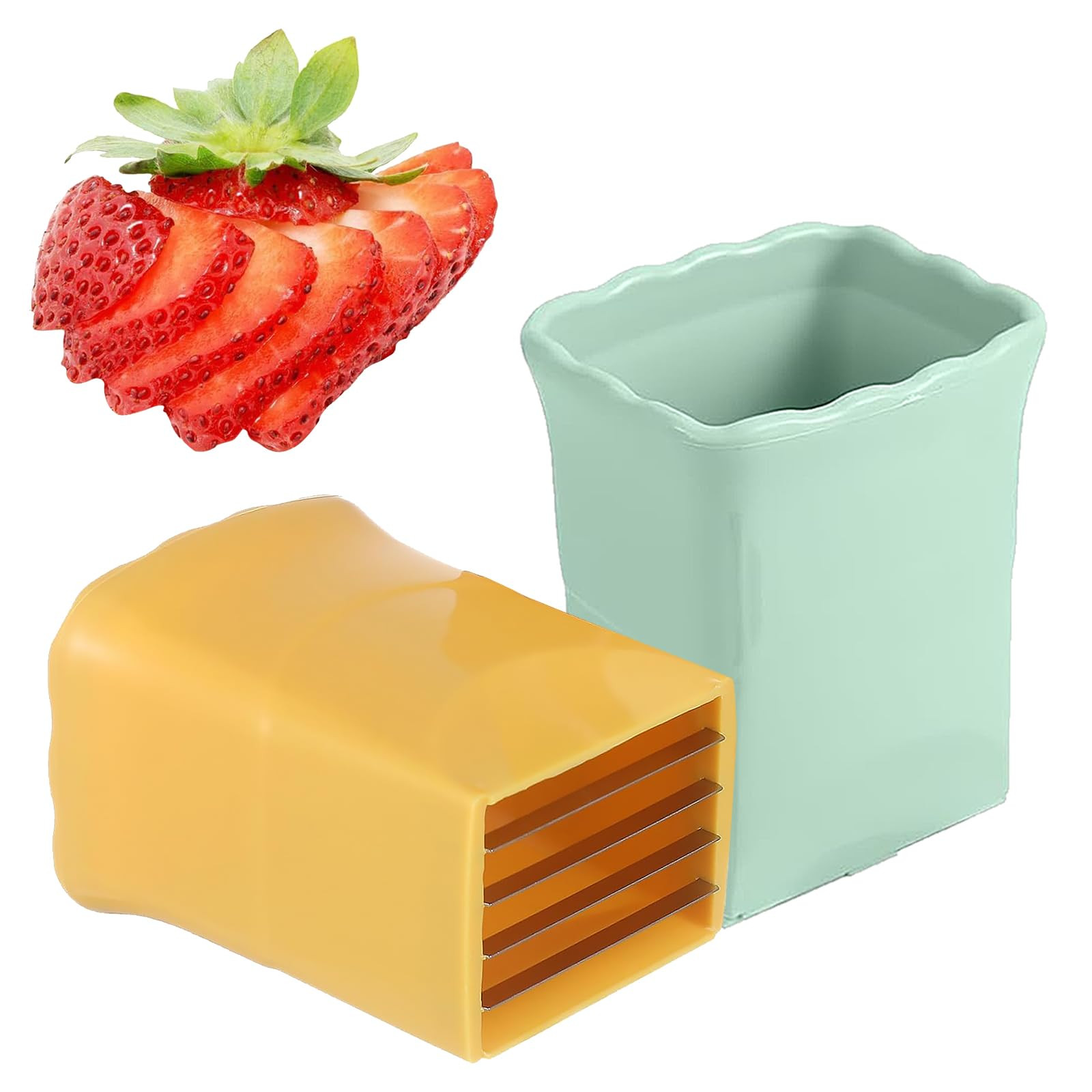 2PCS Strawberry Slicer: Fruit Slicer Cup, Strawberries Cutter Cup, Speed Cutter for Banana Grape Egg, Kitchen Portable Slicing Tool | Amazon (US)