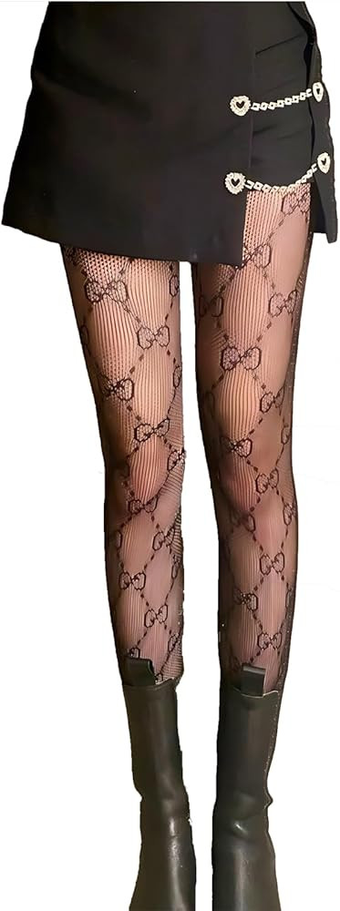 QDYSL Women's High Waist Letter G Pattern Fishnet Tights,Sexy Fishnet Stockings with Fashion Lett... | Amazon (US)