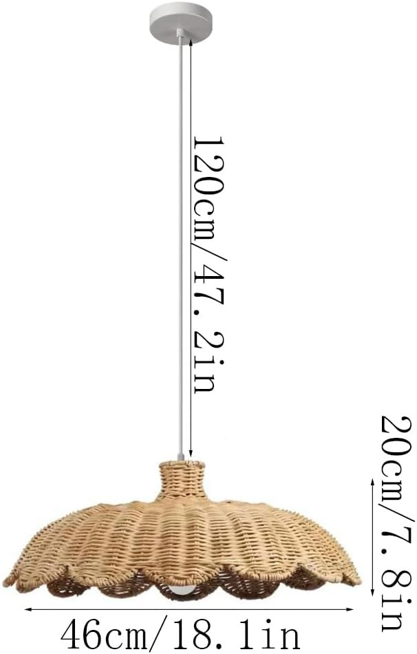 Rattan Pendant Light Hand-Woven Wicker Pendant Light with Adjustable Cord 47.2 Inch,Boho Light Fi... | Amazon (US)