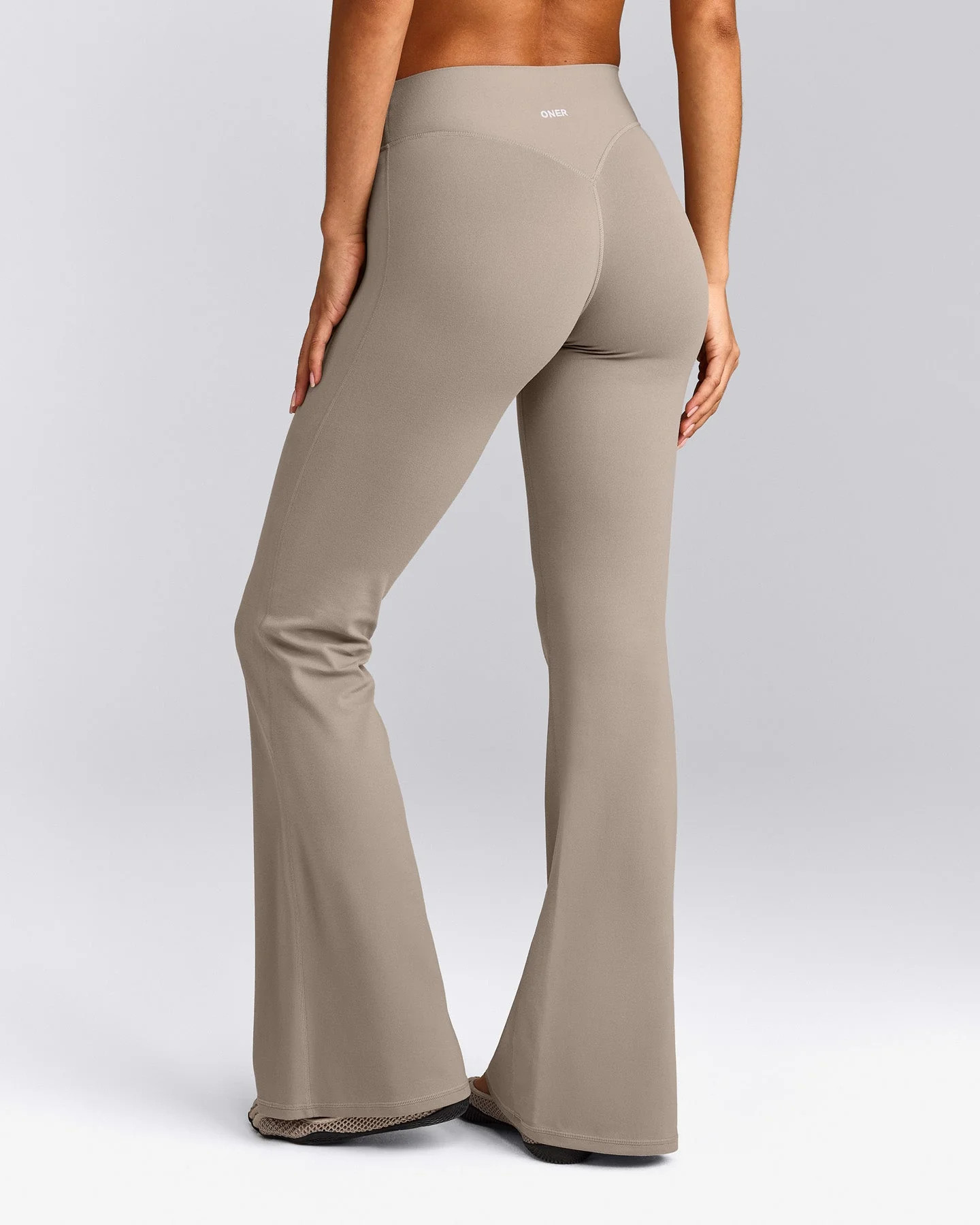 SoftMotion™ Flared Pants with White Logo | Warm Sand | Oner Active (UK / US)