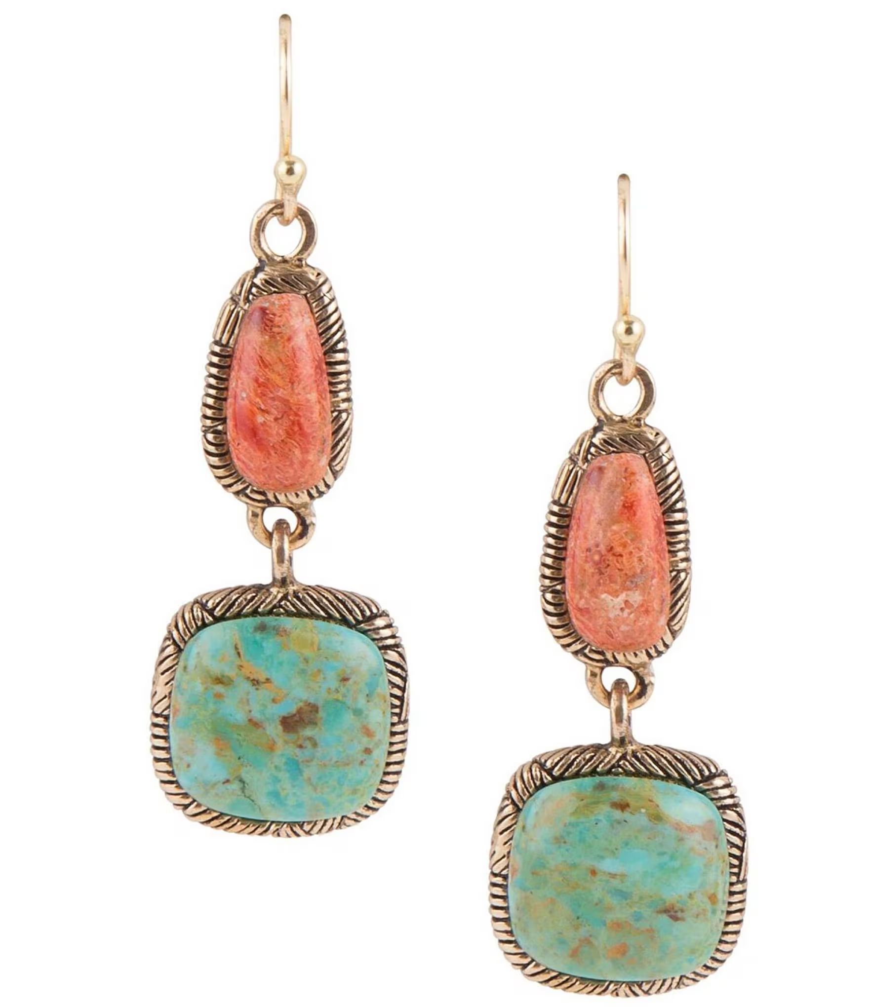 Bronze Genuine Turquoise and Orange Sponge Coral Drop Earrings | Dillards