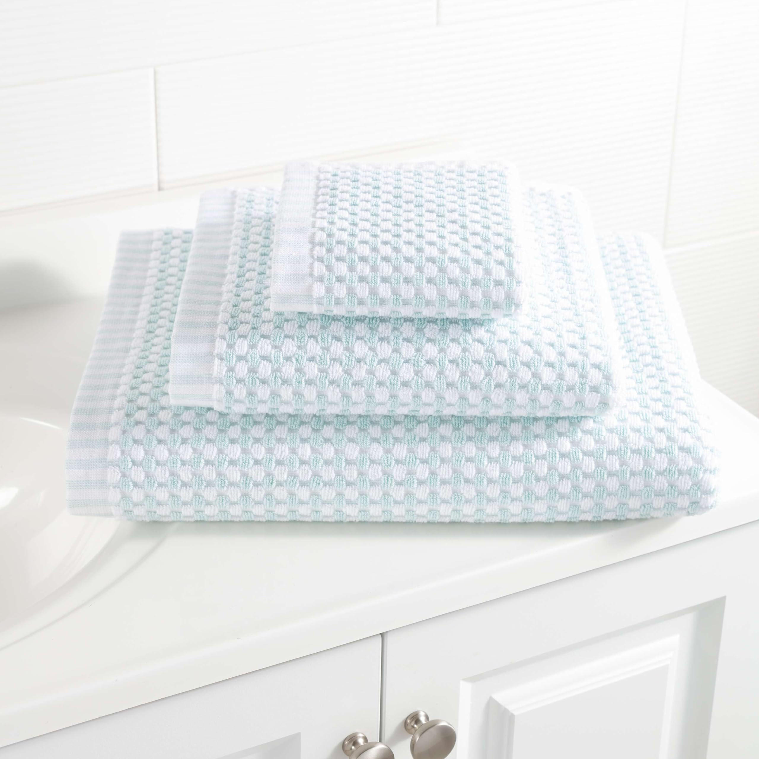 Pine Cone Hill Ceylon Sky Towel, Washcloth, White Solid Pattern | Amazon (US)