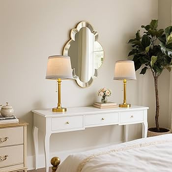 Oneach 19.5” Gold Table Lamps Set of 2, Pull Chain Switch Bedside Table Lamps, Modern Nightstan... | Amazon (US)