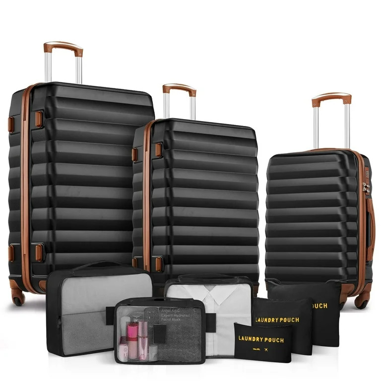 9 Piece Luggage Sets, Hard 20 24 28 inch Luggage with 6 Pieces Organize Bags Travel Suitcases Set... | Walmart (US)