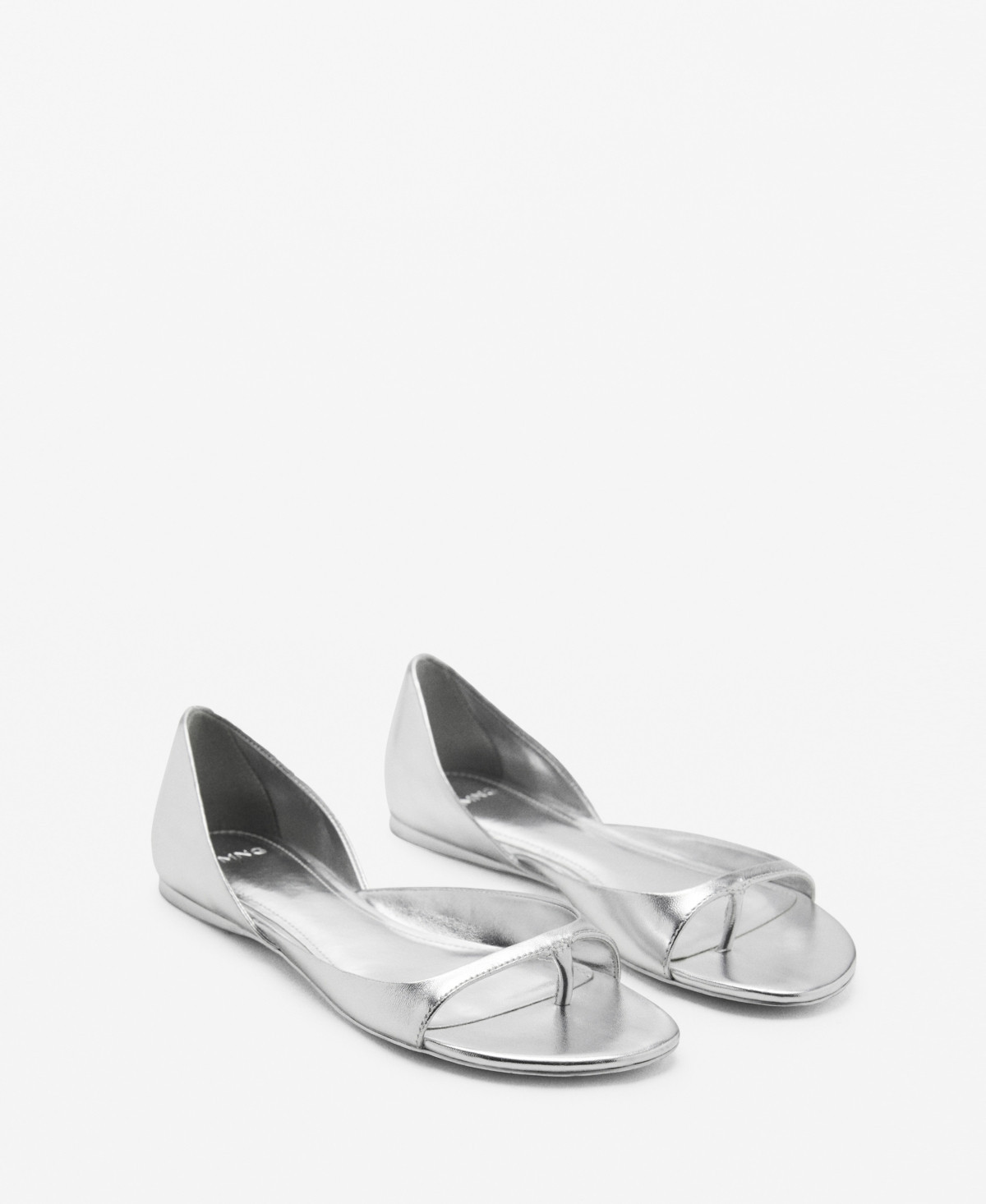 Mango Women's Metallic Leather Sandals - Silver | Macy's