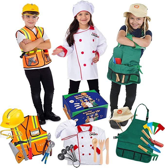 Born Toys Premium 27 Piece Dress Up Clothes for kids 3-7 Construction Worker with kids Tool Set,G... | Amazon (US)