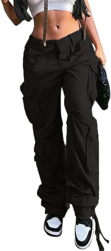 QYANGG Baggy Cargo Pants Women High Waist Pants for Women Loose Pocket Jogger Straight Wide Leg Y... | Amazon (US)