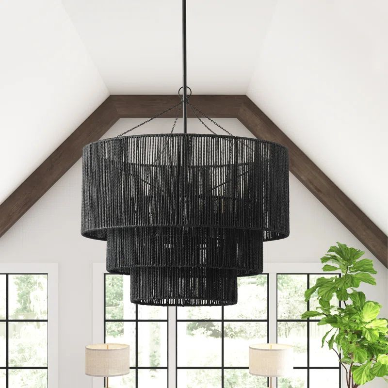 Arlandus 1-Light Woven Black Finish Dimmable Pendant Light | Wayfair North America