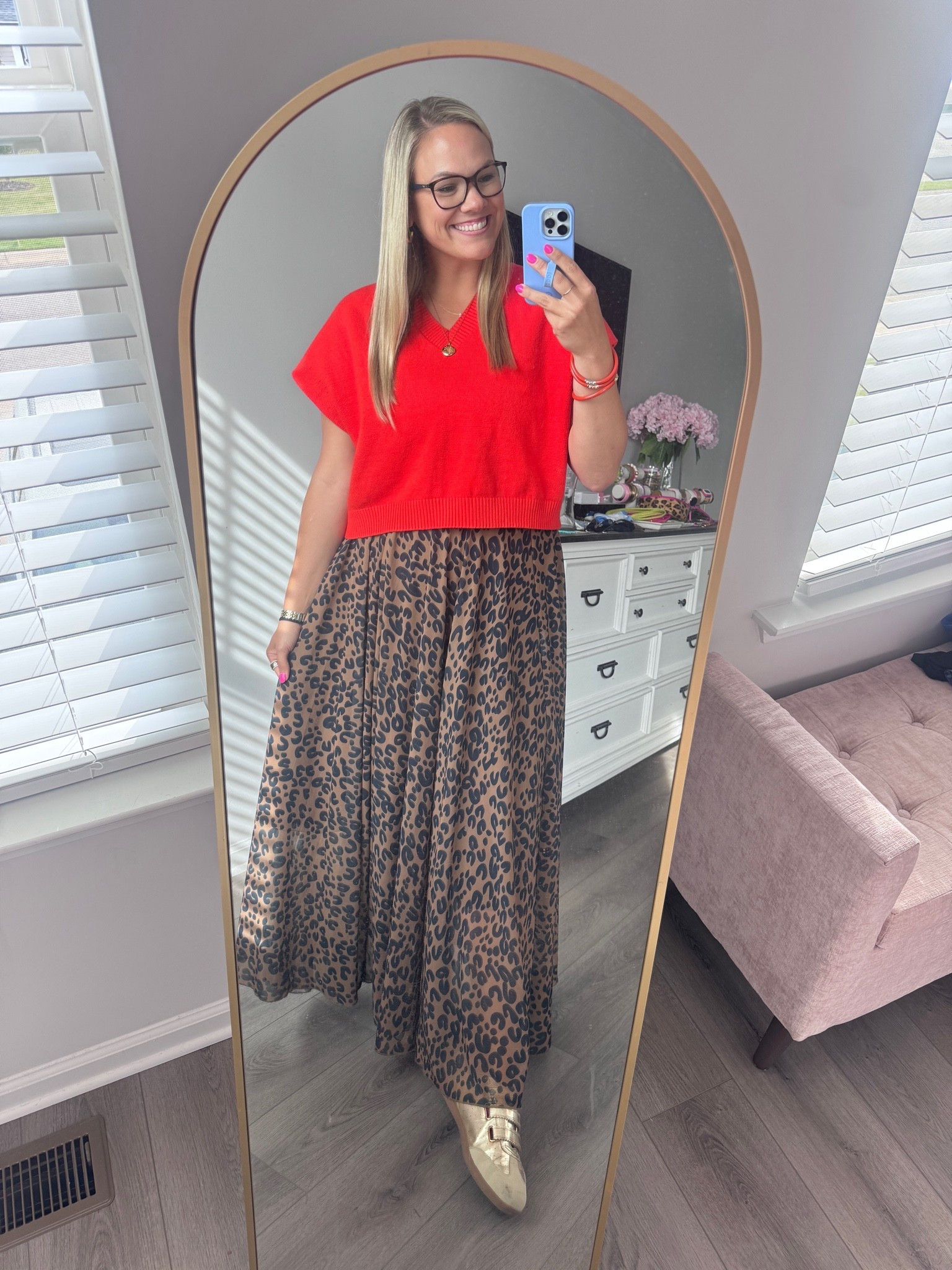 Serving “elementary art teacher meets leopard-print chaos coordinator” and honestly I’m not mad about it 💃🐆❤️

This sweater is an older boutique find from Pinch, but I linked some Amazon lookalikes that give the same bright, fun vibe ✨ The leopard maxi skirt and gold loafers are both Amazon and SO good for throwing together an outfit that looks way more expensive than it is 🙌🏼

Comfortable enough to survive a full school day… dramatic enough to make people think I have my life together 😂

Leopard maxi skirt outfit | red sweater vest outfit | teacher outfit ideas | colorful work outfit inspiration | Amazon fashion finds | gold loafer styling | spring outfit inspo | affordable business casual looks | elevated casual outfits | maxi skirt styling ideas | teacher style fashion | Amazon outfit inspiration | comfy chic outfit ideas | boutique-inspired Amazon finds 💕

#LTKootd #LTKTall #LTKMidsize